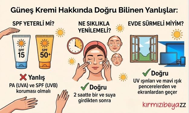 Güneş Kremi Hakkında Doğru Bilinen Yanlışlar: SPF Yeterli Mi? Ne Sıklıkla Yenilemeli? Evde Sürmeli Miyim?