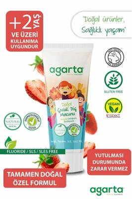 Agarta Doğal Çilekli Florürsüz Çocuk Diş Macunu 75 ml - 2