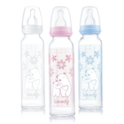 Bebedor 41302 Isıya Dirençli 250 ml Cam Biberon Mavi - Bebedor