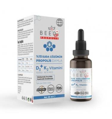 Bee'o Up %15 Suda Çözünür Propolis + D3K2 Damla 20 ml - 1