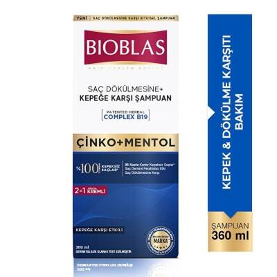 Bioblas Çinko + Mentol 2si 1 Arada 360 ml Arada Kepek Şampuanı - 2