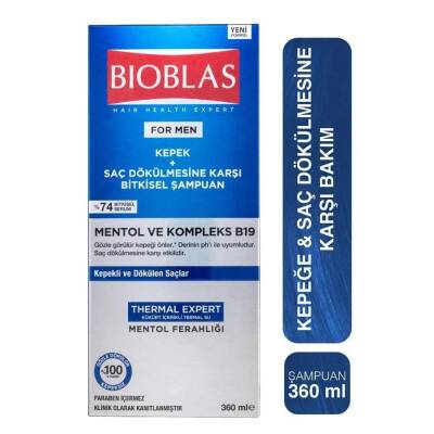 Bioblas Thermal Expert Mentol ve B19 360 ml Saç Dökülmesine Karşı Kepek Şampuanı - 3