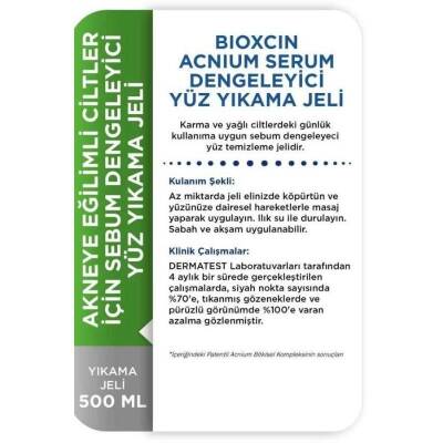 Bioxcin Acnium Sebum Dengeleyici Yüz Yıkama Jeli 500 ml + 500 ml Avantaj Paket - 3