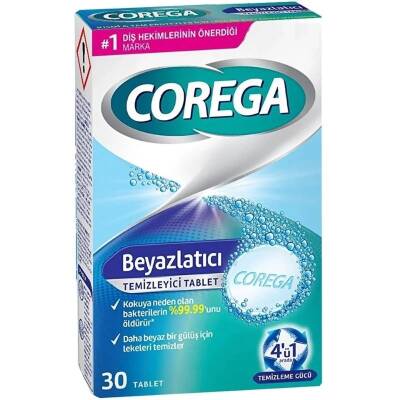 Corega Diş Temizleyici Beyazlatıcı 30 Tablet - 1