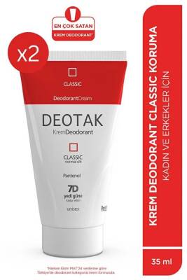 Deotak Classic Normal Ciltler İçin Krem Deodorant 35 ml 2 Adet - 1
