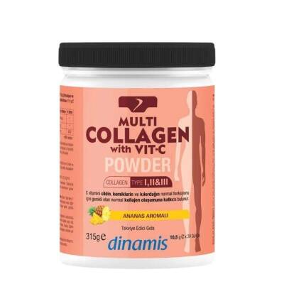 Dinamis Multi Collagen With Vit C Toz Ananas Aromalı 315 gr - 1