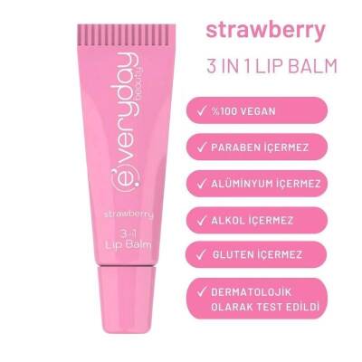 Everyday Beauty 3 Etkili Çilek Dudak Nemlendiricisi 10 ml - 1