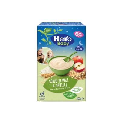 Hero Baby Gece Sütlü Elmalı 8 Tahıllı Kaşık Maması 200 gr - 1