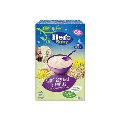 Hero Baby Gece Sütlü Rezeneli 8 Tahıllı Kaşık Maması 200 gr - 1