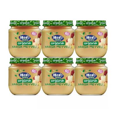 Hero Baby Organik Karışık Meyveli Kavanoz Maması 120 gr 6 Adet - 1