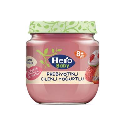 Hero Baby Prebiyotikli Çilekli Yoğurtlu Kavanoz Maması 120 gr - 1