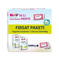 Hipp 2 Organik Devam Sütü Combiotic 800gr x2 Adet (Islak Mendil Hediye) - Hipp