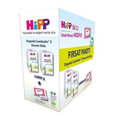 Hipp 2 Organik Devam Sütü Combiotic 800gr x2 Adet (Islak Mendil Hediye) - 2