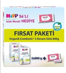 Hipp 3 Organik Devam Sütü Combiotic 800grx2 Adet (Islak Mendil Hediye) - Hipp