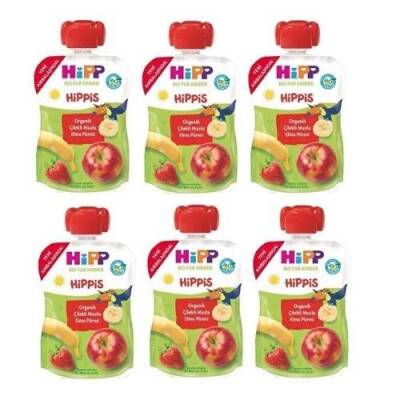Hipp Organik Çilekli Muzlu Elma Püresi 100 Gr X 6 Adet - 1