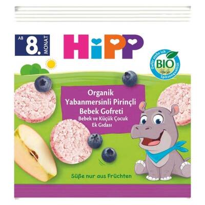 Hipp Organik Yaban Mersinli Pirinçli Bebek Gofreti 30 gr - 1