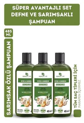 Hunca Care Defne Ve Sarımsaklı Şampuan, Saç Dökülmesine Karşı Yardımcı ( 3 Adet X 485 ml ) - 1