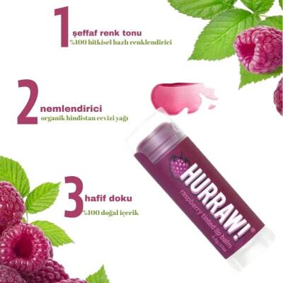 Hurraw Raspberry Tinted Lip Balm - Ahududu 4,8 gr - 2