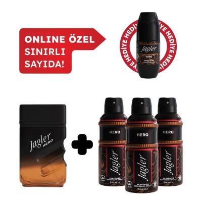 Jagler Hero Erkek Edt Parfüm 90 ml & Deodorant 3x150 ml Avantajlı Set Roll On Hediyeli - 1