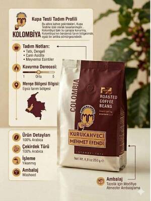 Kurukahveci Mehmet Efendi Colombia Kavrulmuş Çekirdek Kahve 250 gr - 2