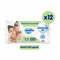 Molfix İzotonik Sulu Ferah Temizlik 60 Yaprak 12'li Paket Islak Mendil 720 Adet - 