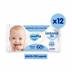 Molfix İzotonik Sulu Hassas Ciltler 60 Yaprak 12'li Paket Islak Mendil 720 Adet - 