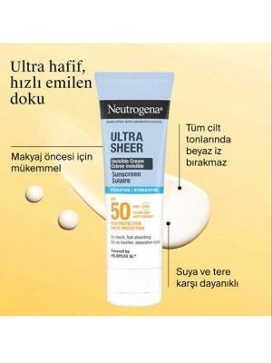 Neutrogena Ultra Sheer Hydrating Cream SPF50 Yüz Güneş Kremi 50 ml - 3