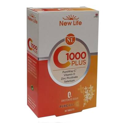 New Life C 1000 Plus Vitamin C D Vitamini Çinko ve Selenyum içerikli 30 Tablet - 1