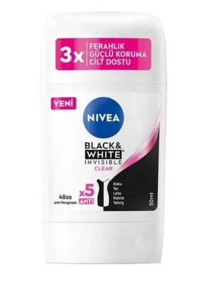 Nivea Invisible For Black & White Clear 48 Saat Koruma Kadın Deodarant Stick 50 ml - 1