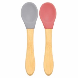 OİOİ Bambu Saplı Silikon Kaşık 2'li Gri-Bordo - OiOi