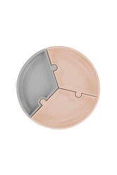OİOİ Puzzle Vakum Tabanlı Silikon Tabak Bej-Gri - OiOi