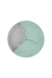 OİOİ Puzzle Vakum Tabanlı Silikon Tabak Nehir Yeşili-Gri - OiOi