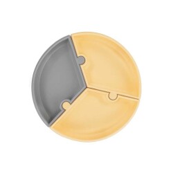 OiOi Puzzle Vakumlu Tabak 6 Ay + Sarı/Gri - OiOi