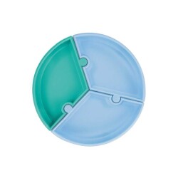 OiOi Puzzle Vakumlu Tabak 6 Ay + Yeşil-Mavi - OiOi