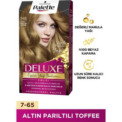 Palette Deluxe 7-65 Altın Parıltılı Toffee Saç Boyası - 1