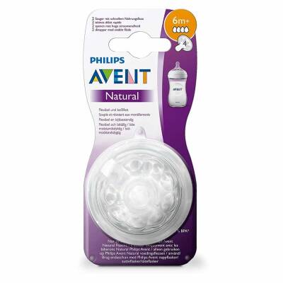 Philips Avent SCF044/27 Natural Biberon Emziği Hızlı Akış 4 Delik 6 Ay 2li - 1