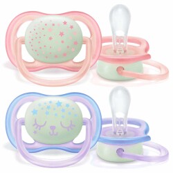 Philips Avent SCF376/12 Ultra Air Karanlıkta Parlar Emzik 0-6 Ay Kız - Philips Avent