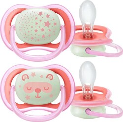 Philips Avent SCF376/22 Ultra Air Karanlıkta Parlar Emzik 6-18 Ay Kız - Philips Avent