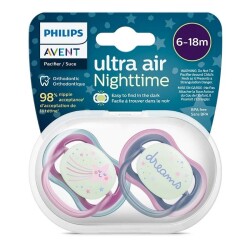 Philips Avent SCF376/14 Ultra Air Night 6-18 Ay 2li Kız Emzik - 1