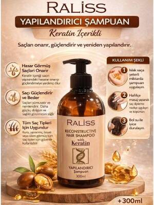 Raliss Reconstructıve Shampoo With Keratin Yapılandırıcı Şampuan 500 ML - 4