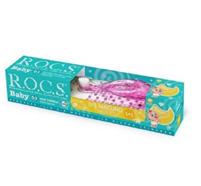 Rocs Baby Diş Macunu ve Diş Fırçası Seti Pembe - 1