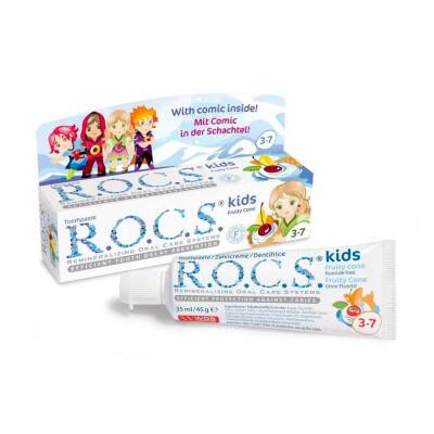 ROCS Kids 3-7 Yaş Meyveli Çocuk Macunu Meyve külahı 35ml - 1