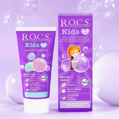 ROCS Kids 4-7 Yaş Meyveli Çocuk Macunu Balon Sakızı 35ml - 5