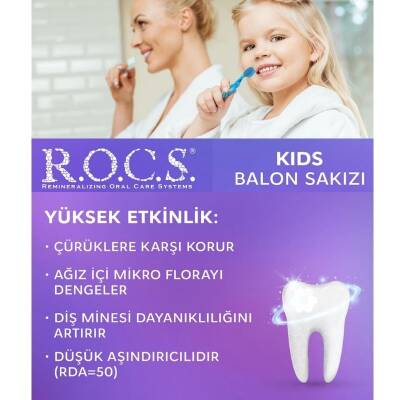 ROCS Kids 4-7 Yaş Meyveli Çocuk Macunu Balon Sakızı 35ml - 7
