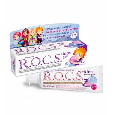 ROCS Kids 4-7 Yaş Meyveli Çocuk Macunu Balon Sakızı 35ml - 1