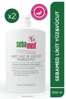 Sebamed Hassas Ciltler İçin Likit Yüz ve Vücut Temizleme Jeli 1000 ml 2 Adet - 1