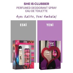 She Is A Clubber EDT 50 ml + Deodorant Sprey 150 ml Kadın Parfüm Seti - 3