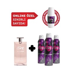 She Is Clubber Kadın Edt Parfüm 50 ml Deodorant 3x150 ml Avantajlı Set Roll On Hediyeli - She