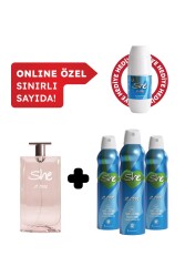 She Is Cool Kadın Edt Parfüm 50 ml Deodorant 3x150 ml Avantajlı Set Roll On HEDİYELİ - She