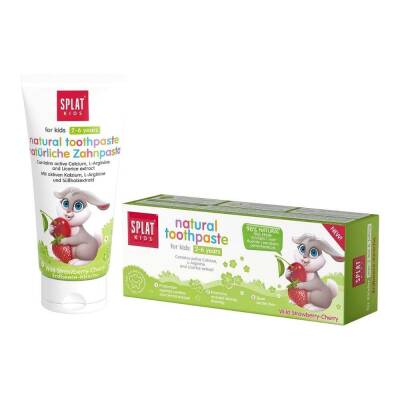 Splat Kids Natural Kiraz ve Çilek Aromalı 2-6 Yaş Florürsüz Çocuk Diş Macunu 50 ml - 1